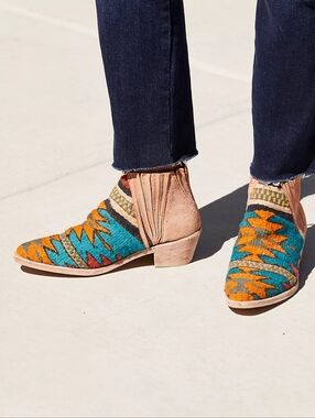 Free People Trail Head Leather Wool Aztec Bohemian Western Boots